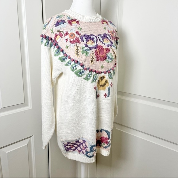Vintage Runaway Bay Cottagecore Oversized Pastel Knit Pullover Sweater - S/M - Picture 4 of 16
